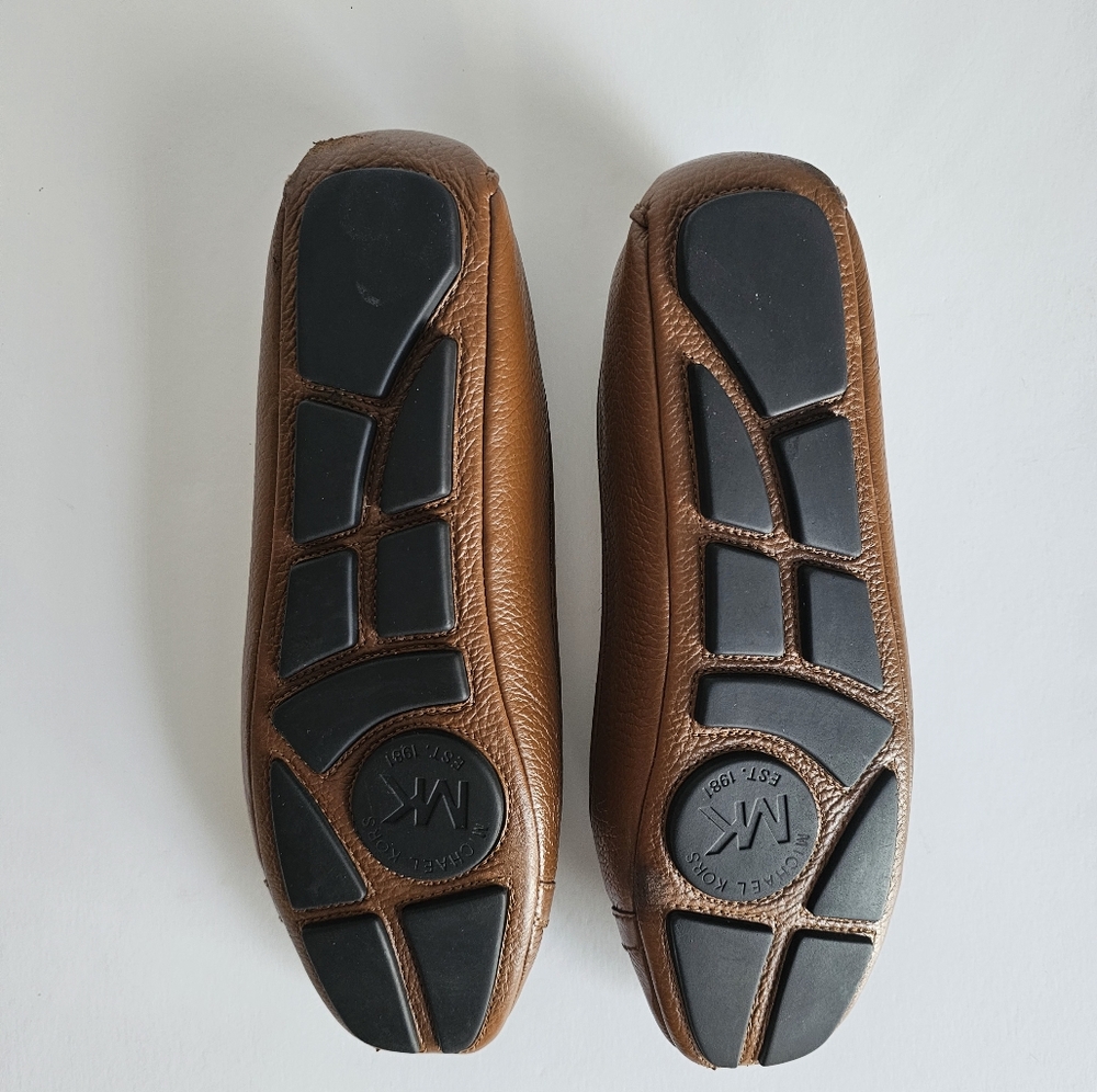 Michael Kors Brown Leather Flats with Gold Emblem - Picture 7 of 10